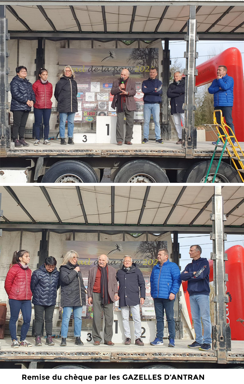 Remise du chèque par les GAZELLES D’ANTRAN